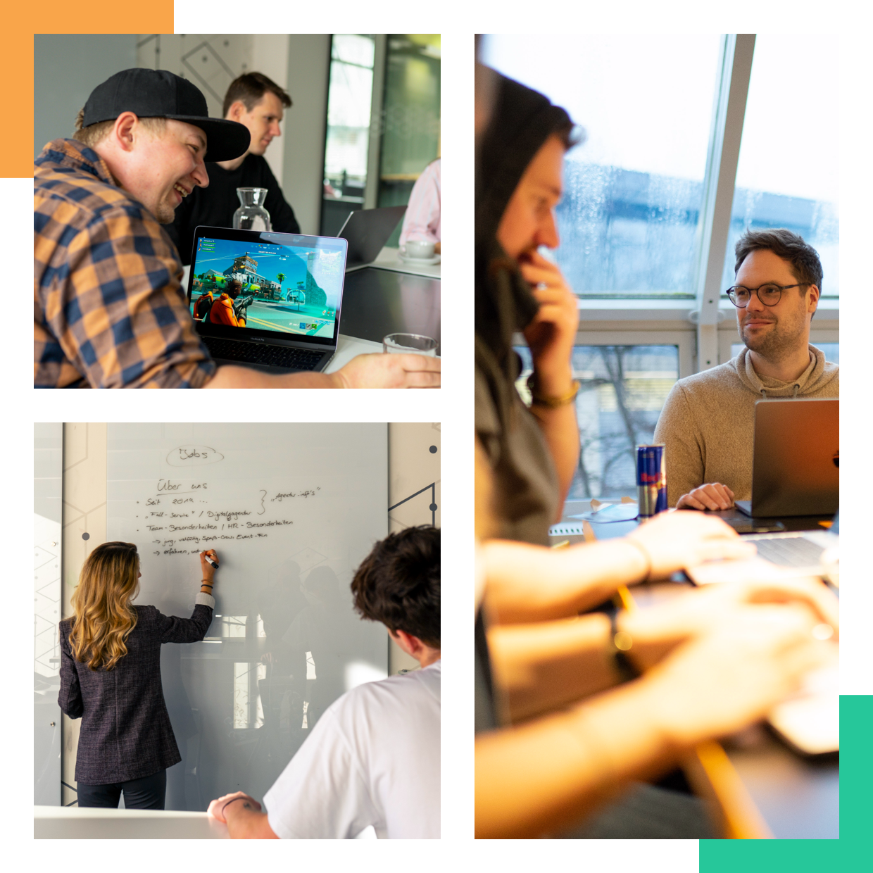 Collage mit Bildern von adabay Mitarbeitende beim Arbeiten